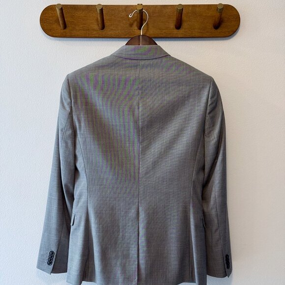 Slim Fit Single-Breasted Suit Jacket and Trousers by TOPMAN | Sharkskin gray - Picture 2 of 6